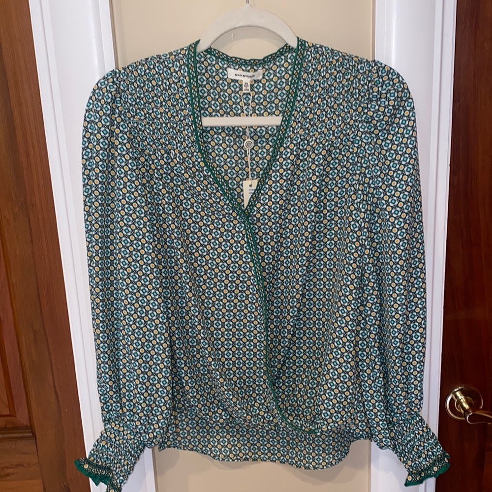 Max studio long sleeve surplice wrap blouse